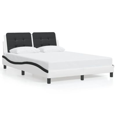 vidaXL Rám postele s LED bez matraca, Zadar, bielo čierny 140x190cm