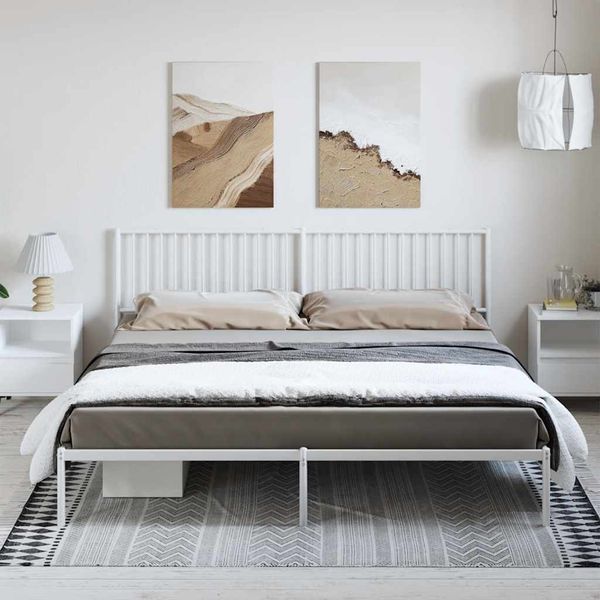 vidaXL Kovový rám postele s čelom biely 193x203 cm