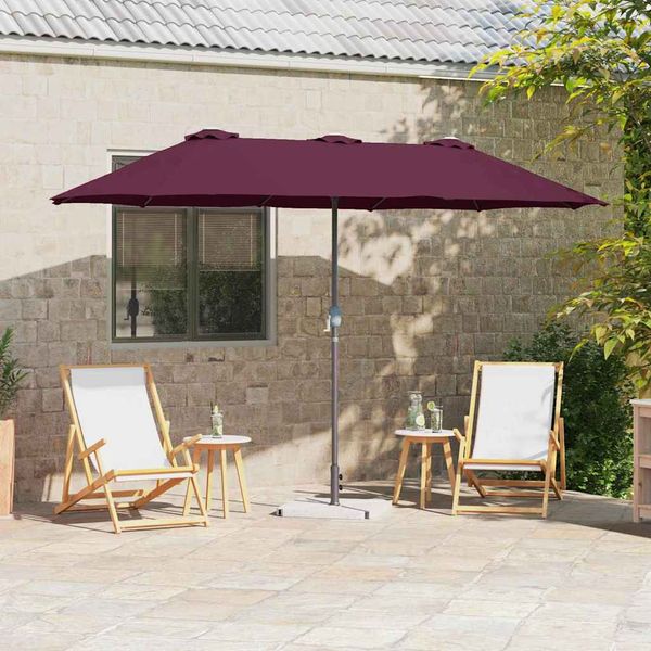 vidaXL Záhradný slnečník Bordeaux červená 370 x 197 x 239 cm