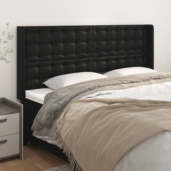 vidaXL Čelo postele so záhybmi čierne 203x16x118/128 cm umelá koža