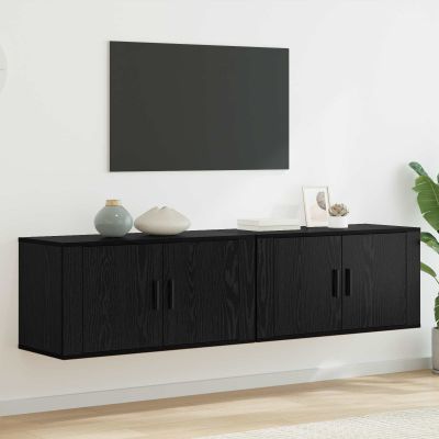 vidaXL Nástenný TV kabinetový set 2 pcs Čierny dub 80 x 34,5 x 40 cm