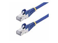 Patch kábel - RJ-45 (M) do RJ-45 (M) - 1 m - 5.6 mm - S/FTP - 50 mikrónov - CAT 5/5e/6/6a/8 - IEEE 802.3bt/IEEE 802.3ba - neobsahuje halogén, pasívny, prevedenie bez hrbolčekov - modrá