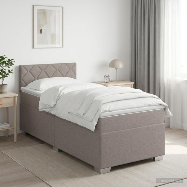 vidaXL Posteľ boxspring s matracom Sivohnedá 100 x 200 cm Látka