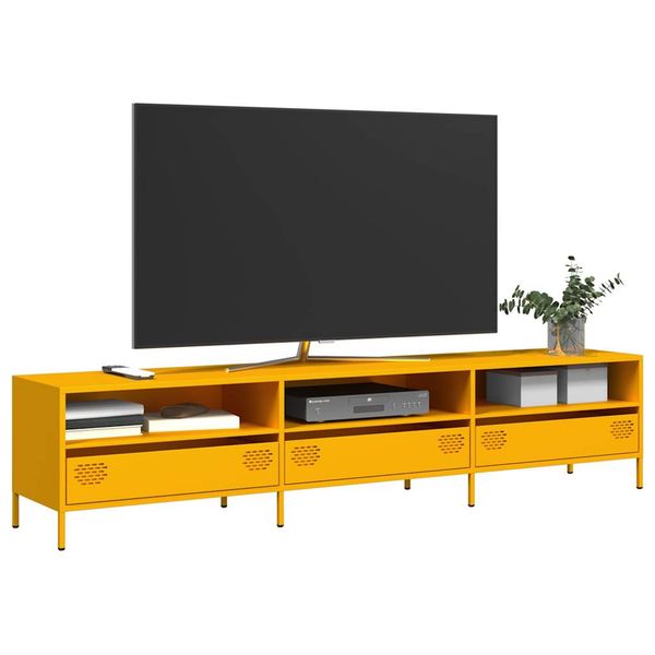 vidaXL TV skrinka horčicovožltá 202x39x43,5 cm oceľ valcovaná studena