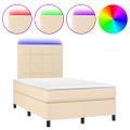 vidaXL Boxspring posteľ s matracom a LED krémová 120x190 cm látka