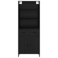 vidaXL Highboard Čierny dub 69,5 x 34 x 180 cm Kompozitné drevo