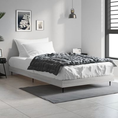 vidaXL Posteľný rám sivý dub sonoma 100x200 cm borovicový masív