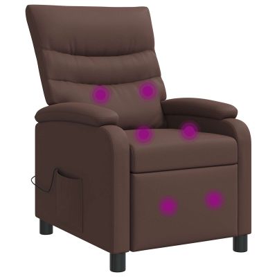vidaXL Masážne relaxačné kreslo Hnedá Umelá koža