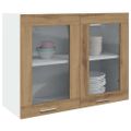 vidaXL Závesná sklenená skrinka “Lyon” Artisan Dub 80x31x60 cm Drevo