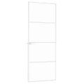 vidaXL Interiérové dvere biele 76x201,5 cm tvrdené sklo a hliník úzke
