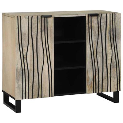 vidaXL Bočný stôl Biela 90 x 33 x 75 cm mangový masív
