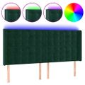 vidaXL Čelo postele s LED tmavozelené 163x16x118/128 cm zamat