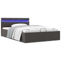vidaXL Hydraulický posteľný rám+úložný priestor, LED, látka 140x200 cm