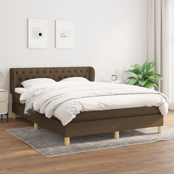 vidaXL Boxspring posteľ s matracom tmavohnedá 140x200 cm látka