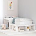 vidaXL Nočný stolík s písacím stolom biely 232x122x75 cm masívne borovicové drevo