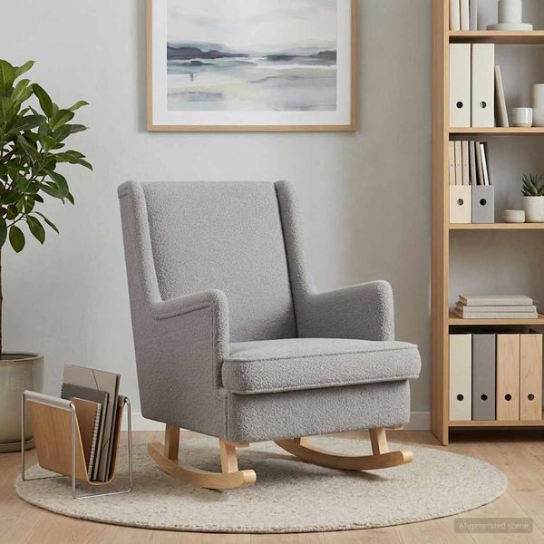 vidaXL Hojdacie kreslo Svetlosivá 62 x 80 x 85 cm Bouclé