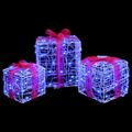 vidaXL Darčeková Škatľa 3 ks 60 LED Modrá 20 x 20 x 20 cm Akryl