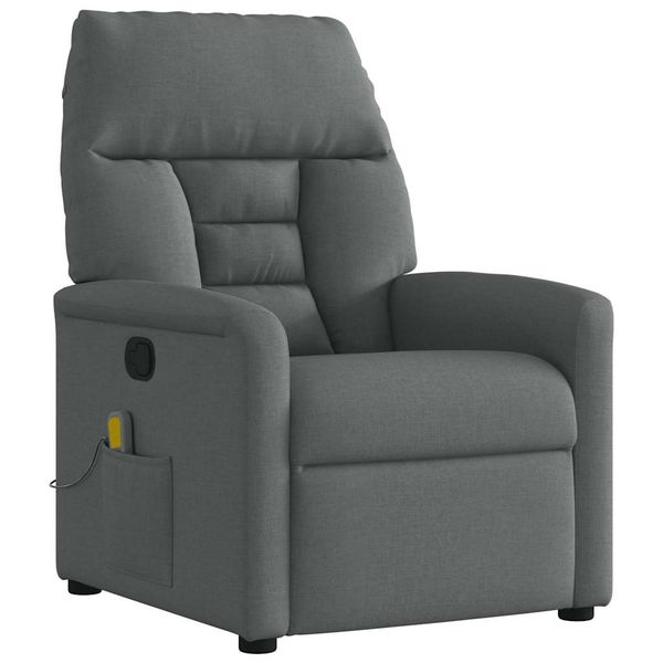 vidaXL Masážne kreslo s polohovacím mechanizmom, tmavosivá látka