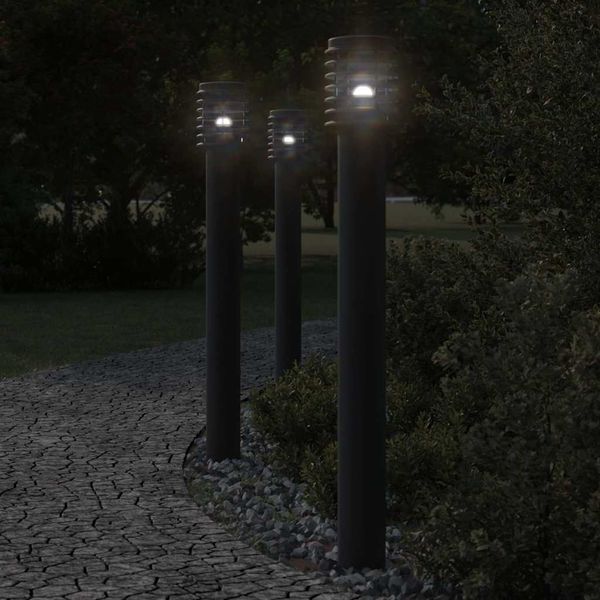 vidaXL Vonkajšie stojace lampy 3 ks čierne 110 cm nehrdzavejúca oceľ