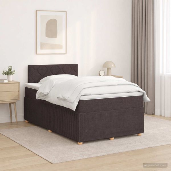 vidaXL Posteľ boxspring s matracom Tmavohnedá 120 x 200 cm Látka