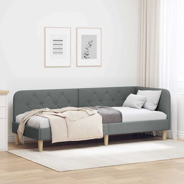vidaXL Rohový rám postele Tmavo šedá 80 x 200 cm látka