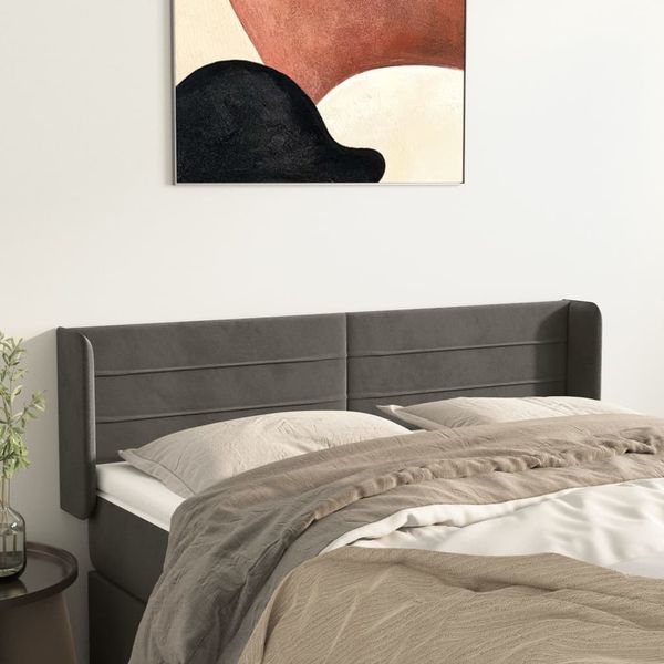 vidaXL Čelo postele so záhybmi tmavosivé 147x16x78/88 cm zamat