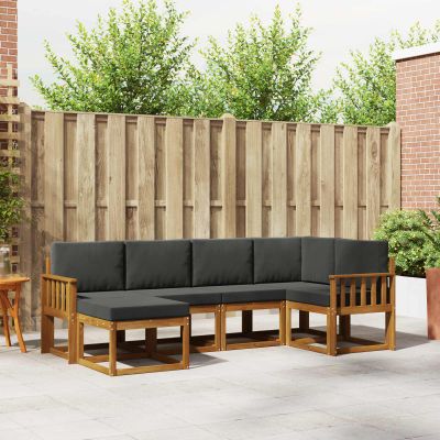 vidaXL Záhradná súprava gaučov s vankúšom 6 pcs Prírodná a antracitová