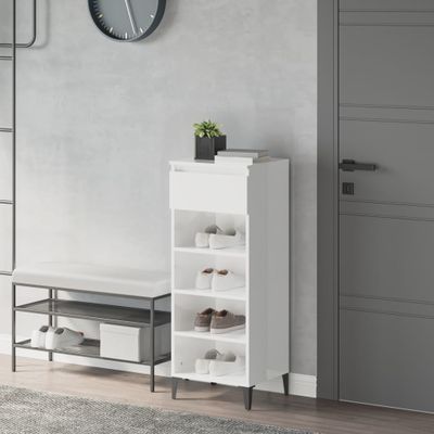 vidaXL Regál na topánky lesklý biely 40x36x105 cm spracované drevo