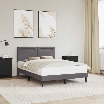 vidaXL Rám postele s LED pásikmi Sivá 120 x 190 cm Umelá koža