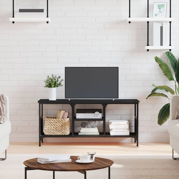 vidaXL TV skrinka čierna 100x35x45 cm spracované drevo a železo