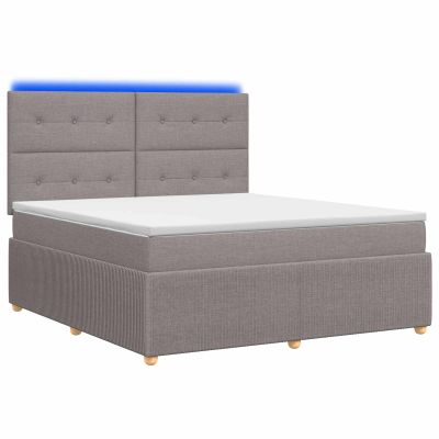 vidaXL LED boxspring posteľ s matracom Sivohnedá 160 x 200 cm Látka