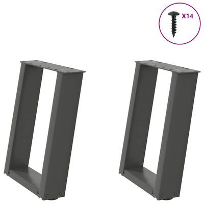 vidaXL Nohy konferenčného stolíka v tvare U, 2 ks, antracitové, 38 x (42-43) cm, oceľ
