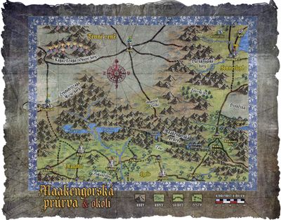 Mapa Maakengorskej prielivy a okolia