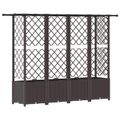 vidaXL Vyvýšený záhon s mriežkou a strechou Hnedá 202 x 40 x 136 cm PP