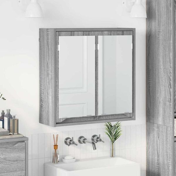 vidaXL Kúpeľňová zrkadlová skrinka Sivý Sonoma 60 x 20 x 60 cm