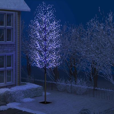 vidaXL Vianočný stromček 2000 LED modré biele svetlo kvety čerešne 500 cm