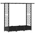 vidaXL Vyvýšený záhon s mriežkou a strechou Čierna 164 x 40 x 121 cm