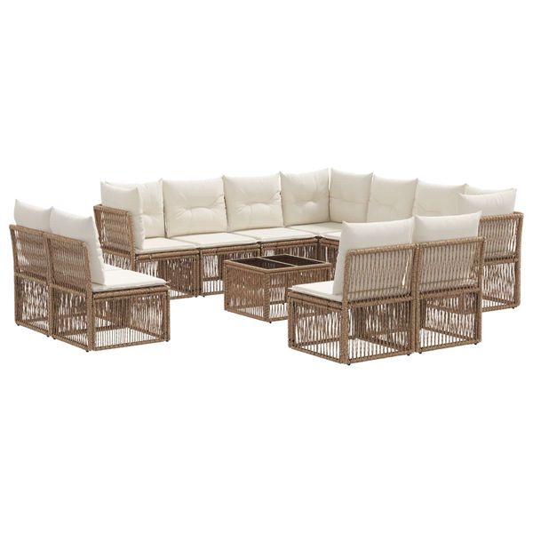 vidaXL Súprava záhradných pohoviek 12 pcs Béžová polyratan
