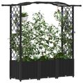 vidaXL Vyvýšený záhon s mriežkou a strechou Čierna 164 x 40 x 138 cm