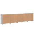 vidaXL Komoda s LED svetlami betónovo sivá 283x37x67 cm