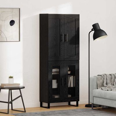 vidaXL Highboard Čierny dub 69,5 x 34 x 180 cm Kompozitné drevo