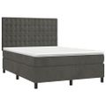 vidaXL Posteľný rám boxspring s matracom tmavosivý 140x200 cm zamat