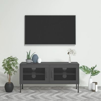 vidaXL TV skrinka antracitová 105x35x50 cm oceľ