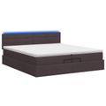 vidaXL Ottoman posteľ s matracom a LED Tmavohnedá 200 x 200 cm Látka
