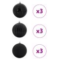 vidaXL Vianočná guľa sada XL 9 ks Čierna Ø 15 cm Plast