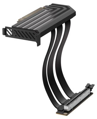 HYTE Riser PCI-E 5.0 / Pitch Black / farebný kryt / Dĺžka: 200mm Kábel, pre VGA, PCIe 5.0 x16, 64GB/s, 30AWG, EMI tienenie, 200mm, čierny kábel, čierny kryt