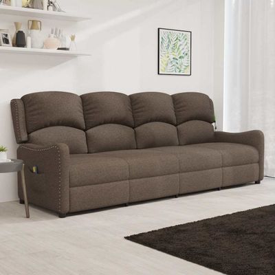 vidaXL 4-miestne sklápacie masážne kreslo, sivohnedé, látka