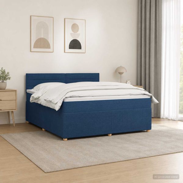vidaXL Posteľ boxspring s matracom Modrá 180 x 200 cm Látka