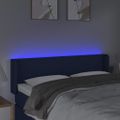 vidaXL Čelo postele s LED modré 147x16x78/88 cm látka