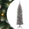 vidaXL Umelý chudý vianočný strom Zelená a biela 180 cm
